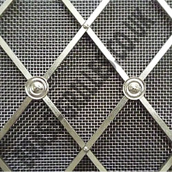 Regency Satin Chrome Decorative Grille, 41mm Diamonds, Alternate Plain Rosettes, Fine Satin Chrome Mesh Backing