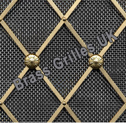 Regency Natural Brass Decorative  Grille with Stainless Steel Mesh Backing - 41mm Diamonds